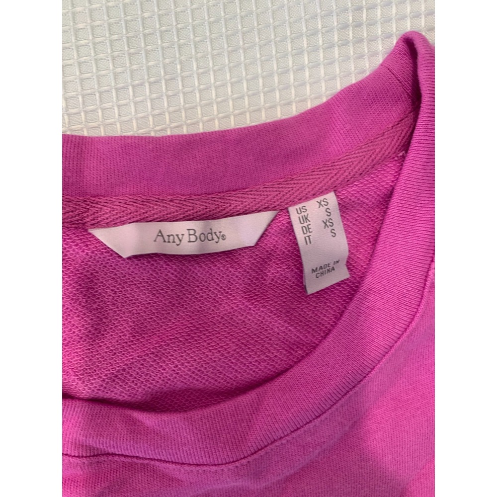 (L-303) AnyBody French Terry Crewneck Sweatshirt Wild Orchid XS Pink NWT QVC - Picture 7 of 10